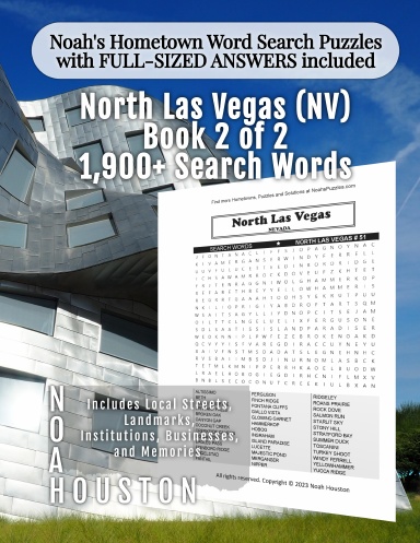 Noah’s Hometown Word Search Puzzles with FULL-SIZED ANSWERS included North Las Vegas (NV), Book 2 of 2