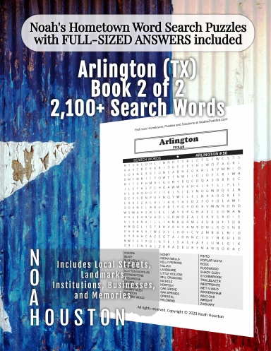 Noah’s Hometown Word Search Puzzles with FULL-SIZED ANSWERS included Arlington (TX), Book 2 of 2