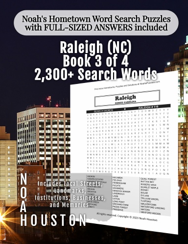 Noah’s Hometown Word Search Puzzles with FULL-SIZED ANSWERS included Raleigh (NC), Book 3 of 4