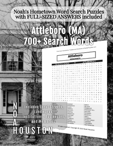 Noah’s Hometown Word Search Puzzles with FULL-SIZED ANSWERS included Attleboro (MA)