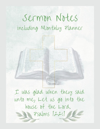 Sermon Notes including Monthly Planner 8.5