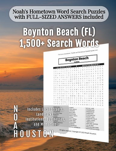 Noah’s Hometown Word Search Puzzles with FULL-SIZED ANSWERS included Boynton Beach (FL)