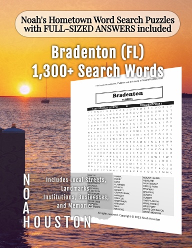 Noah’s Hometown Word Search Puzzles with FULL-SIZED ANSWERS included Bradenton (FL)