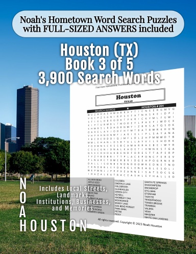 Noah’s Hometown Word Search Puzzles with FULL-SIZED ANSWERS included Houston (TX), Book 3 of 5