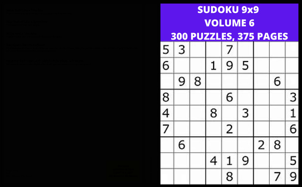 SUDOKU 9x9 VOLUME 6   300 PUZZLES :  375 PAGES