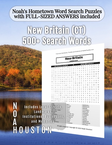 Noah’s Hometown Word Search Puzzles with FULL-SIZED ANSWERS included New Britain (CT)