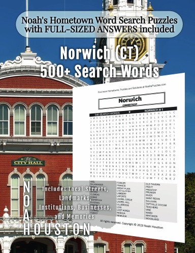Noah’s Hometown Word Search Puzzles with FULL-SIZED ANSWERS included Norwich (CT)