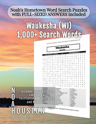 Noah’s Hometown Word Search Puzzles with FULL-SIZED ANSWERS included Waukesha (WI)