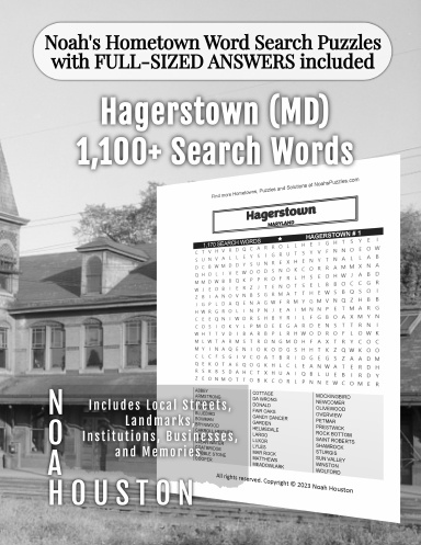 Noah’s Hometown Word Search Puzzles with FULL-SIZED ANSWERS included Hagerstown (MD)