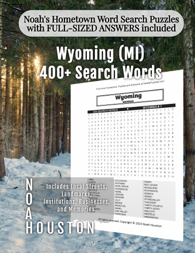Noah’s Hometown Word Search Puzzles with FULL-SIZED ANSWERS included Wyoming (MI)