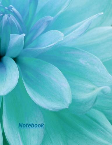 Aqua Flower /Journal Notebook / US Letter (8.5x11) / 100 pages College Ruled