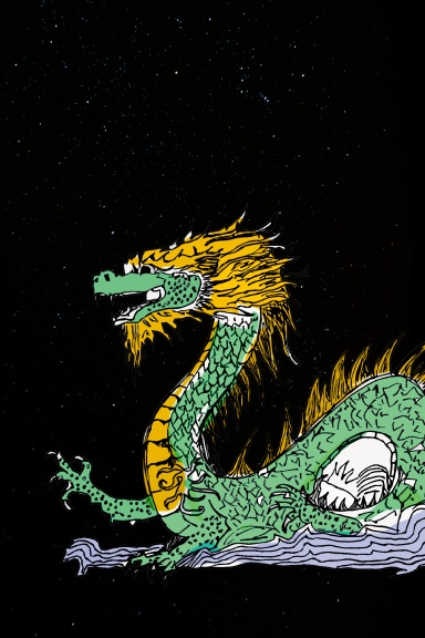 Eastern Dragon (Colorful Dragon on Dark Background), Lined Journal