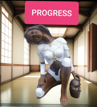 Meaning of Eddy Adriaens's Cyborg Statue named Progress