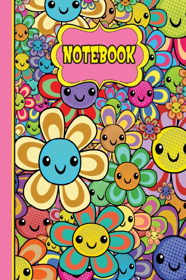 Retro Smiling Flower Face Notebook vol.3: 6x9 120 lined college ruled pages