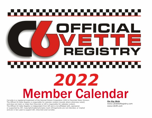 2022 C6 Vette Registry Member Calendar