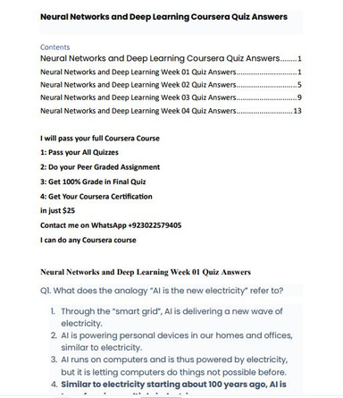 Neural networks and deep learning 2024 coursera assignments