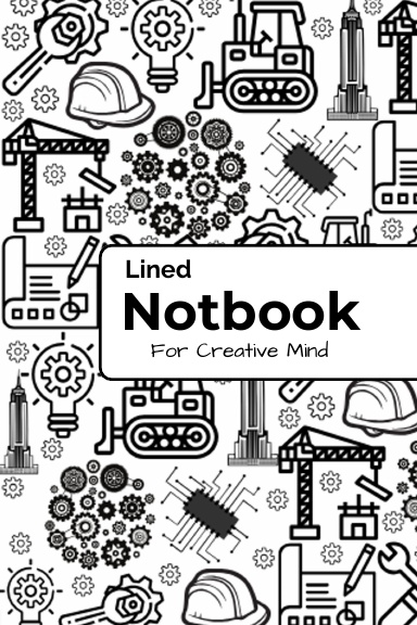 Architect Notebook : Lined Journal with Professional Blueprint Pattern – 200 Pages for Designers, Students & Creatives