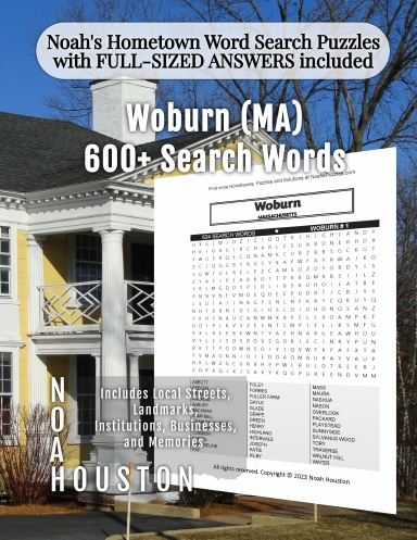Noah’s Hometown Word Search Puzzles with FULL-SIZED ANSWERS included Woburn (MA)