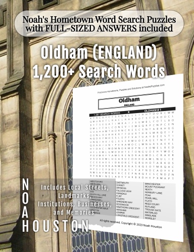 Noah’s Hometown Word Search Puzzles with FULL-SIZED ANSWERS included Oldham (ENGLAND)