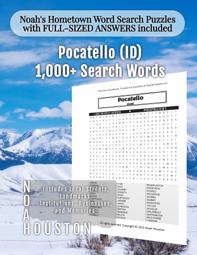 Noah’s Hometown Word Search Puzzles with FULL-SIZED ANSWERS included Pocatello (ID)