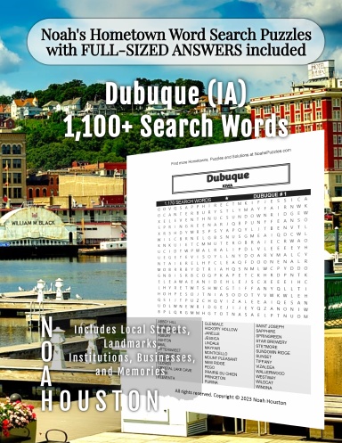 Noah’s Hometown Word Search Puzzles with FULL-SIZED ANSWERS included Dubuque (IA)