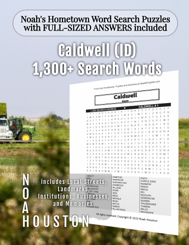 Noah’s Hometown Word Search Puzzles with FULL-SIZED ANSWERS included Caldwell (ID)