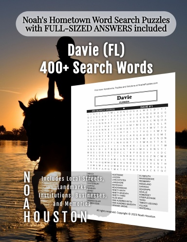 Noah’s Hometown Word Search Puzzles with FULL-SIZED ANSWERS included Davie (FL)