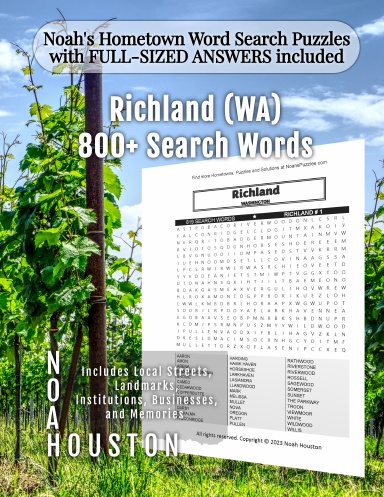 Noah’s Hometown Word Search Puzzles with FULL-SIZED ANSWERS included Richland (WA)