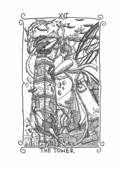 Tarot Card - The Tower - Notebook