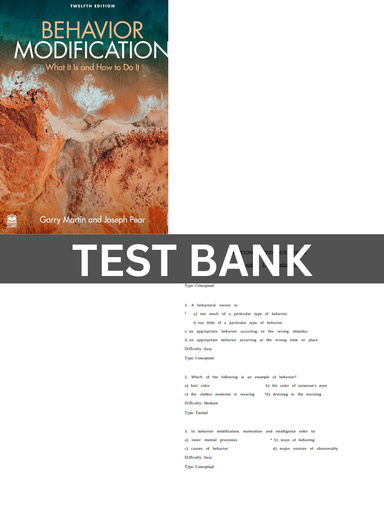 Behavior Modification 12th Edition Test Bank