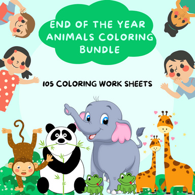 End of the year-Animals coloring work sheets