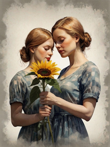 Female Harmony Surrounded by Sunflowers