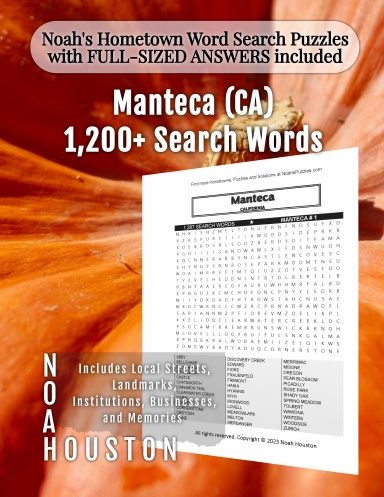 Noah’s Hometown Word Search Puzzles with FULL-SIZED ANSWERS included Manteca (CA)
