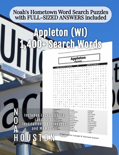 Noah’s Hometown Word Search Puzzles with FULL-SIZED ANSWERS included Appleton (WI)