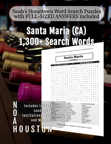 Noah’s Hometown Word Search Puzzles with FULL-SIZED ANSWERS included Santa Maria (CA)