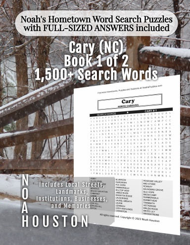 Noah’s Hometown Word Search Puzzles with FULL-SIZED ANSWERS included Cary (NC), Book 1 of 2