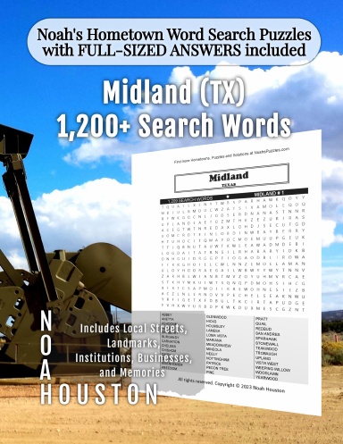 Noah’s Hometown Word Search Puzzles with FULL-SIZED ANSWERS included Midland (TX)