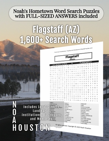 Noah’s Hometown Word Search Puzzles with FULL-SIZED ANSWERS included Flagstaff (AZ)