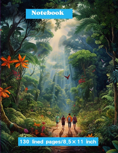 Tropical forest with floral illustration for girls and women/130 lined pages/8.5×11 inch