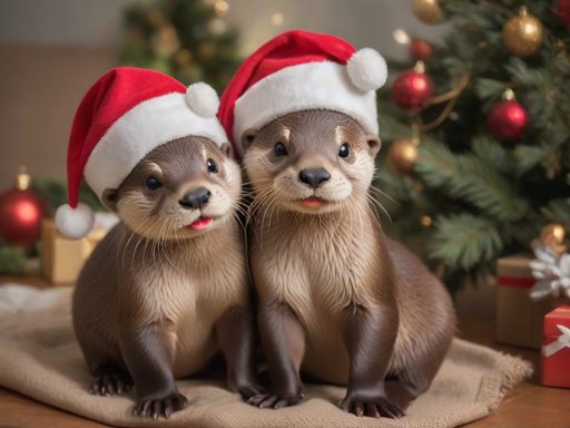 Otters enjoy the holidays