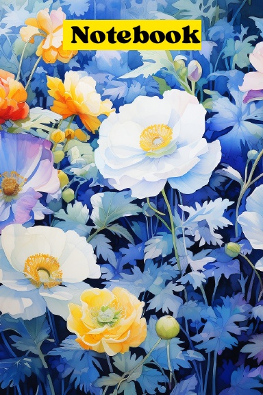 Floral elegance in the garden Notebook for girls and women/water color/100 pages/6 x 9 inch