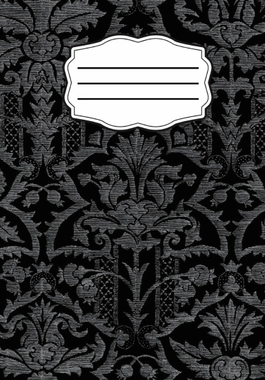 Black & Gray Floral College Rule Composition Notebook
