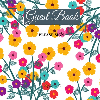 Guest Book- Orange Invasion | For any occasion | 66 color pages |8.5x8.5 Inch